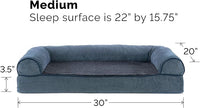 Furhaven Orthopedic Dog Bed for Medium/Small Dogs w/ Removable Bolsters & Washable Cover, For Dogs Up to 35 lbs - Sherpa & Chenille Sofa - Orion Blue, Medium