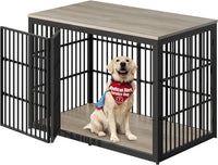 Lyromix 54" Dog Crate Furniture with Foldable Door - Grey / 53.8"L x 31.9"W x 37.2"H