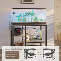 40-50 Gallon Fish Tank Stand with Charging Station, 36x19 Metal Aquarium Stand with 3-Tiers Adjustable Storage Shelves, 6-Legs Reptile Terrarium Stand, 660 LBs