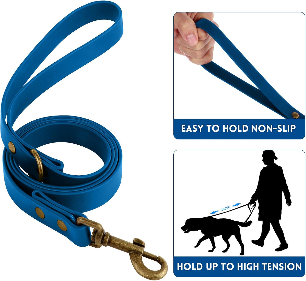 Wisedog Rubber Dog Collar with Quick Release, XS 8.5"-12" - Blue / L(Collar:14"-22";Leash:5 ft) - image 3