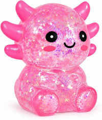 Ropuptl sitting axolotl squishy toy in purple, slow rising soft fidget - view 3