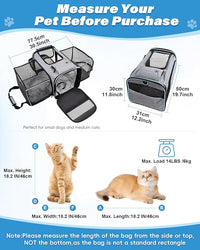 Expandable Travel Pet Bag, Scratch-Resistant Breathable Mesh, Crossbody&Tote Design, Durable&Spacious, Pet Carrier with High-Visibility Windows, Easy-Cleaning Fabric, Removable Soft Pad&Shoulder Strap