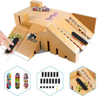 Fingerboard Skate Park Kit with 3 Finger Skateboards & 8 Skatepark