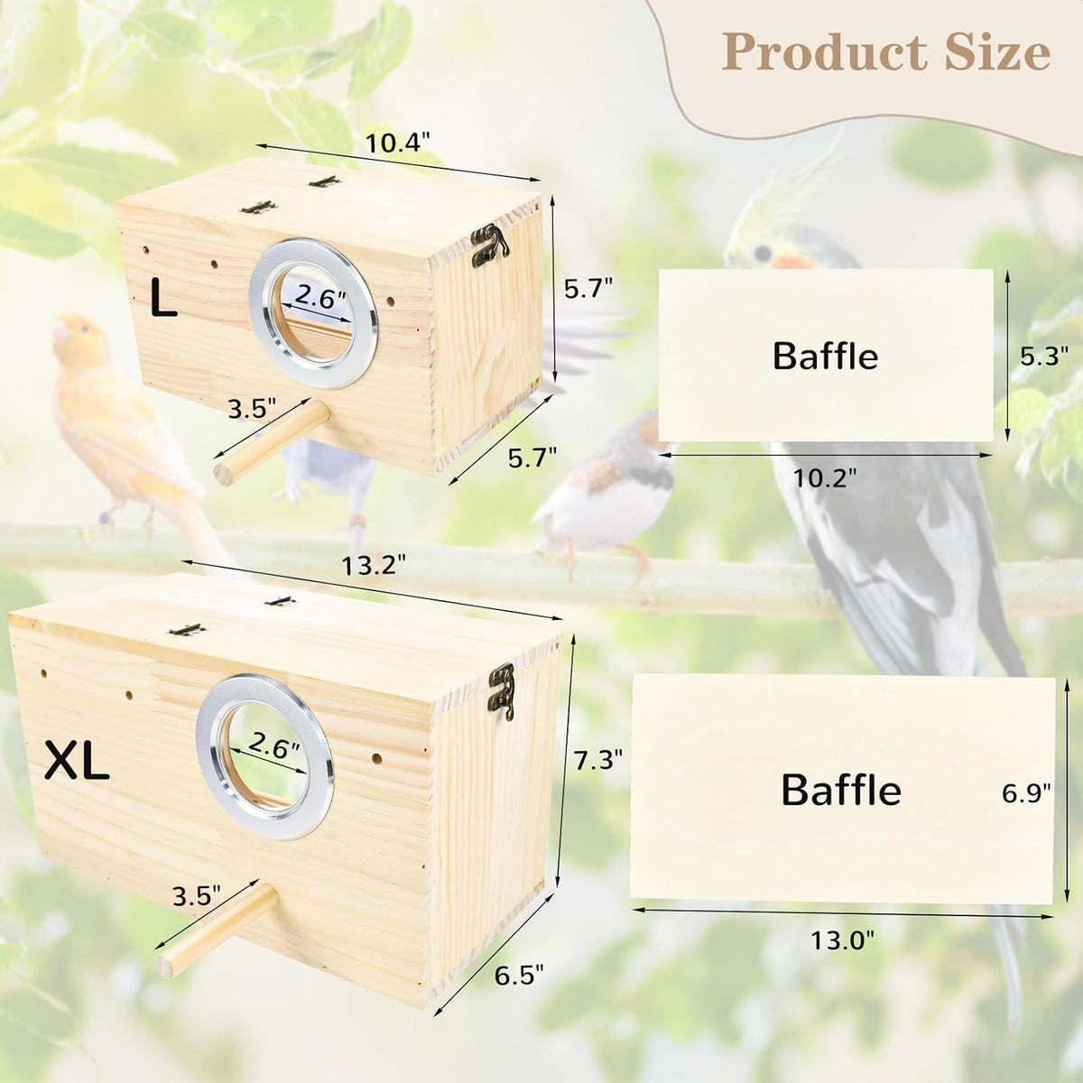Parrot Nesting Box Cockatiel Nesting Box Bird Breeding Box House - L(10.6"X5.9"X5.9") - image 3