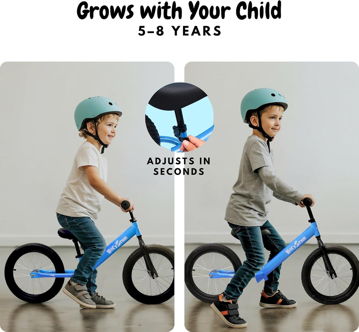 bicystar 16 inch balance bike for kids 5-8 with air rubber tires - view 6