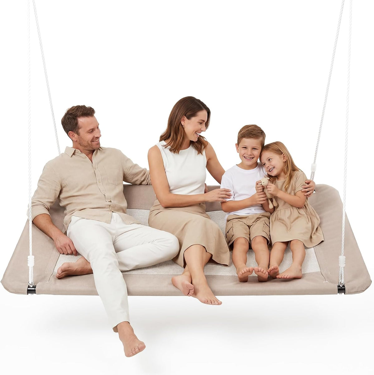 Trekassy 700lbs 60" Large Rectangle Platform Tree Swing for Kids - Beige
