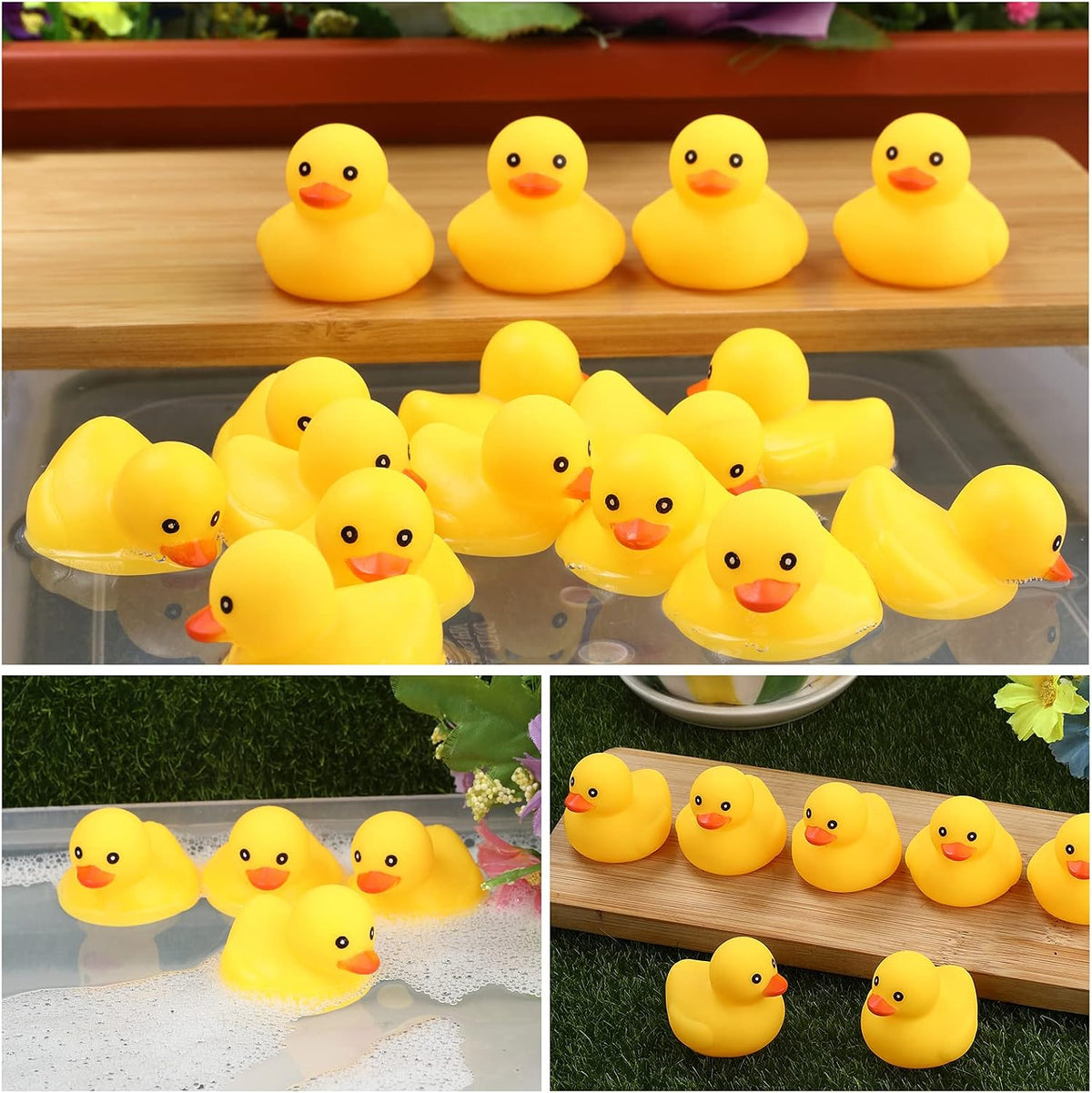 50Pcs Mini Rubber Duck Bath Toys - Yellow - image 4