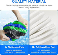 Canister Filter Pads Compatible with SUNSUN HW-302 /505A and Aqua top CF-300 Canisters Filters Sponges Replacement for Polar Aurora 265GPH Canister Filter for Aquarium Fish Tank and Turtle Tank -16PCS