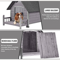 Dog House Outdoor with Anti-Chewing Iron Frame, Weatherproof Dog Kennel for Small Medium Large Dogs Indoor (Grey, 45" x 32.9" x 32.6")