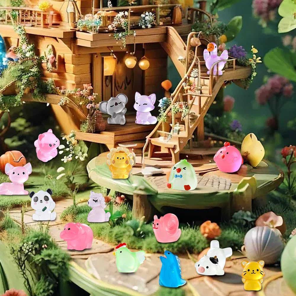 DIYDEC 60PCS Luminous Mini Resin Animals 60 Styles Miniatures Glow - 60PCS Luminous Mini Resin Animals - image 3