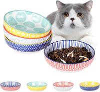 Selamica Ceramic Cat Bowls Set of 6 - 5.6 Inch, Set of 4 / Assorted Colors