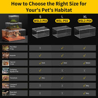 【No Assembly】 Reptile Tank Enclosure with Magnetic Button.16" * 10" * - 16" * 10" * 8" - image 4