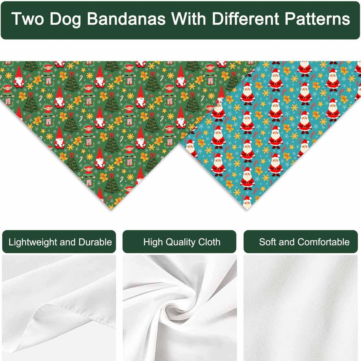 Halloween Dog Bandanas 2 Pack Reversible Triangle Scarf – Essentials for Dogs - Christmas 1 - image 3