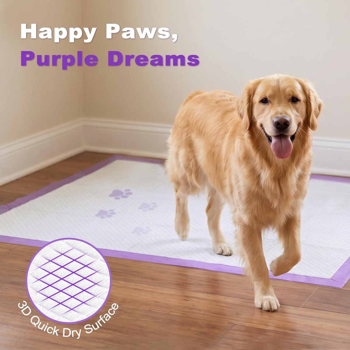 MIZOK Dog Pee Pads Wee Wee Pads Lavender Odor Control XXL 30x36in – Essentials for Dogs - Jumbo 36"x36“ 30 Counts - image 2
