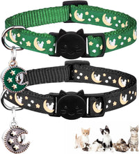 Baeuppit 2Pcs Breakaway Cats Collars Cat Collars for Boy & Girl Cats - 8.0-13.1" / Black+Emerald