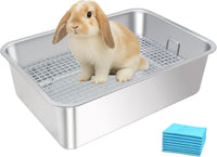 Large Stainless Steel Rabbit Litter Box - Medium