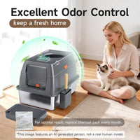 XL Enclosed Stainless Steel Litter Box with Lid - Dark Gray - image 2