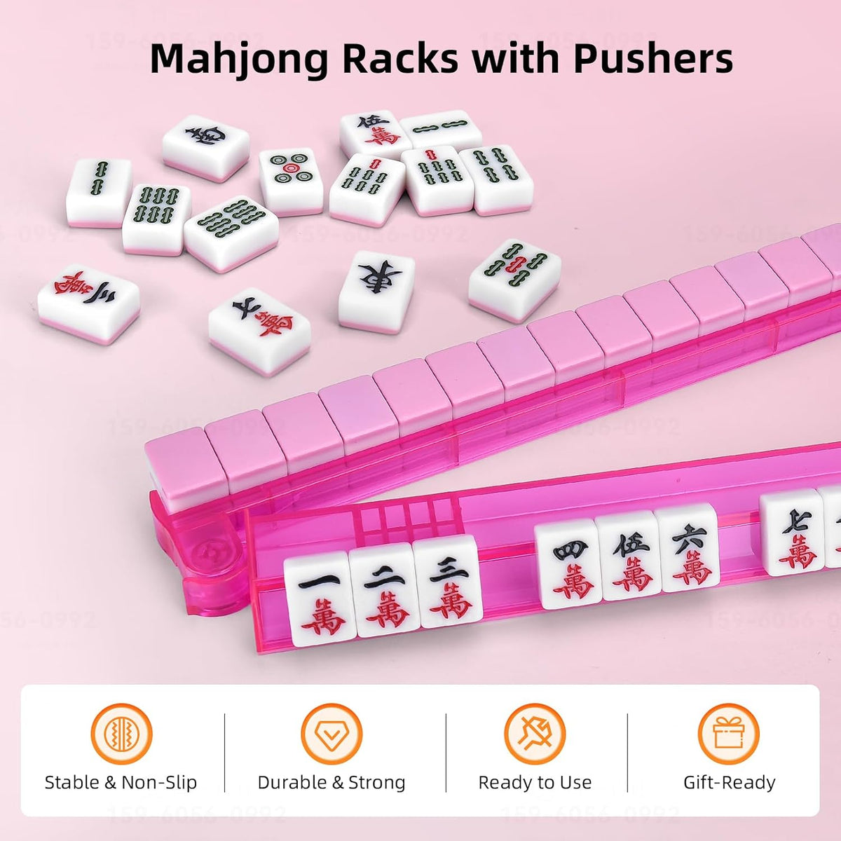 Premium Clear Mahjong Racks with Pushers - Green - image 2
