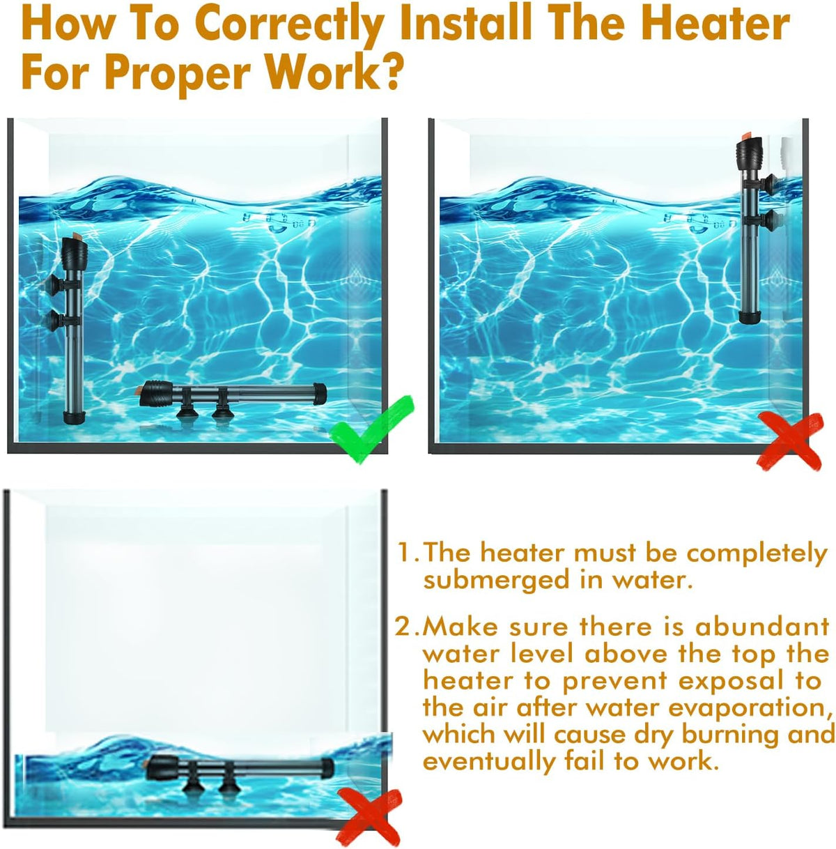 Orlushy Submersible Aquarium Heater - 500W - image 3