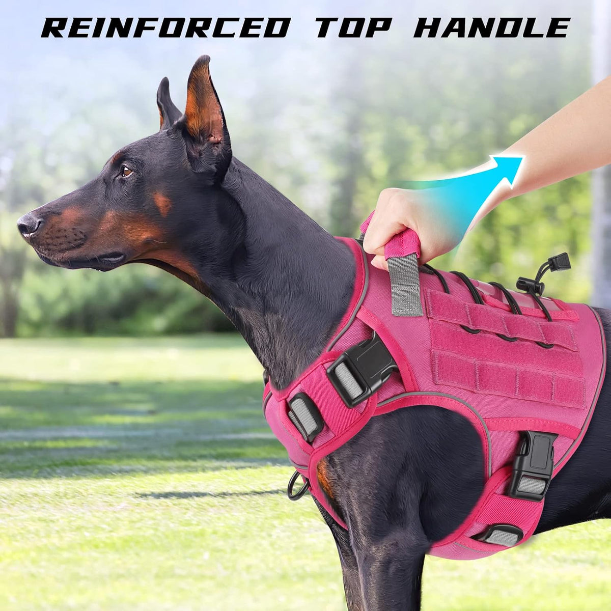 Tactical Dog Harness for Large Dogs - Pink / Medium: 30-50 lbs (Chest:24-28",Neck:17-19") - image 4