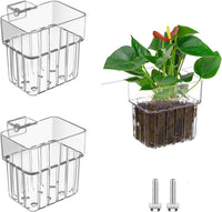 Aquarium Plant Holder 4 PCS Aquatic Plant Pot – Essentials for Fish - White