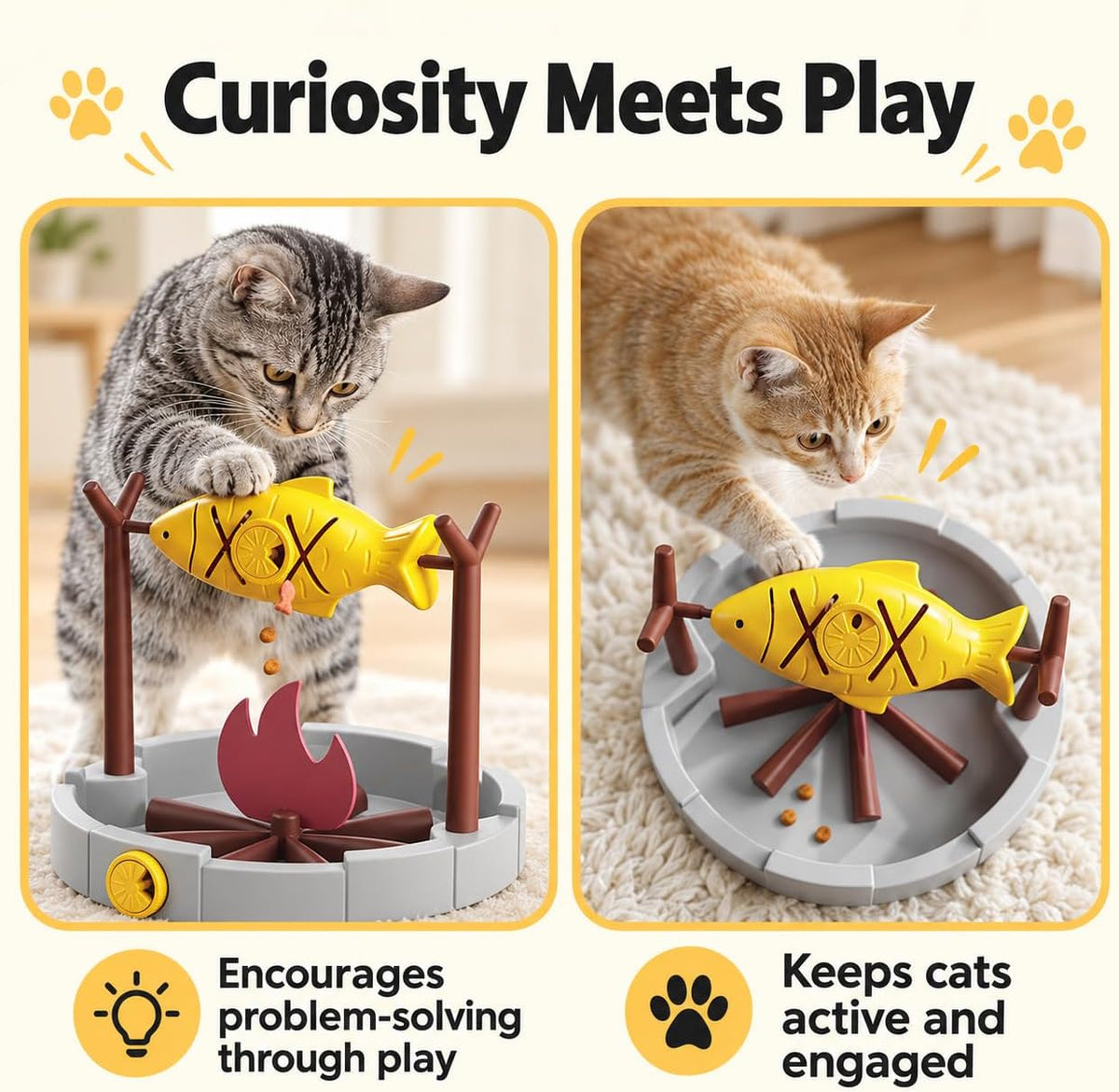 PetPals Cat Slow Feeder Treat Dispenser Interactive Cat Puzzle Fish - image 4