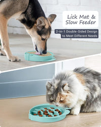 Coomazy Slow Feeder Cat Bowl Silicone Pet Puzzle Feeder for Slow - Cyan / 1.2 Cups - image 2