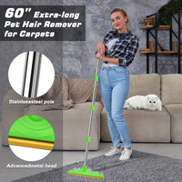 Carpet Rake for Pet Hair Removal, Reusable Carpet Scraper Broom – Essentials for Dogs - Green - image 3