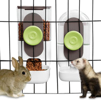 Lemtrflo Rabbit Feeder, Bunny Water Bottle Dispenser - White Brown