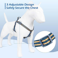 Stripe Step in Dog Harness for Small Dogs, Freedom Nylon Dog Halter Vests, Lightweight and Escape Proof Puppy Harness, Quick Fits for Small Medium and Large Dogs, Blue S
