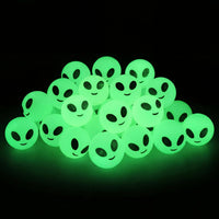 Seenelling 60 glow in the dark Halloween bouncy balls with skeleton print, green - view 5