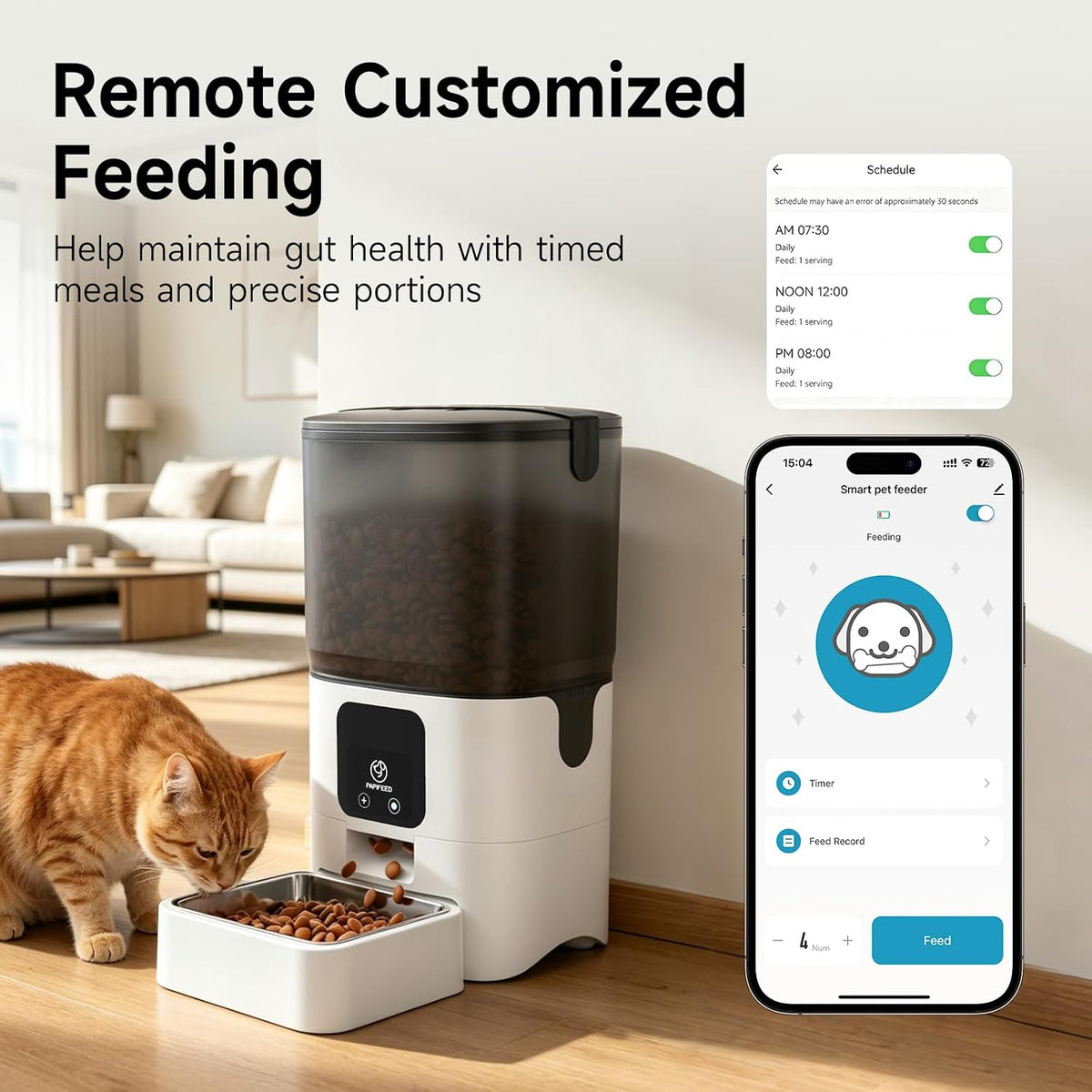 PAPIFEED Automatic Cat Feeder with App, WiFi Auto Cat Feeder - White / 2.4G WIFI - image 2