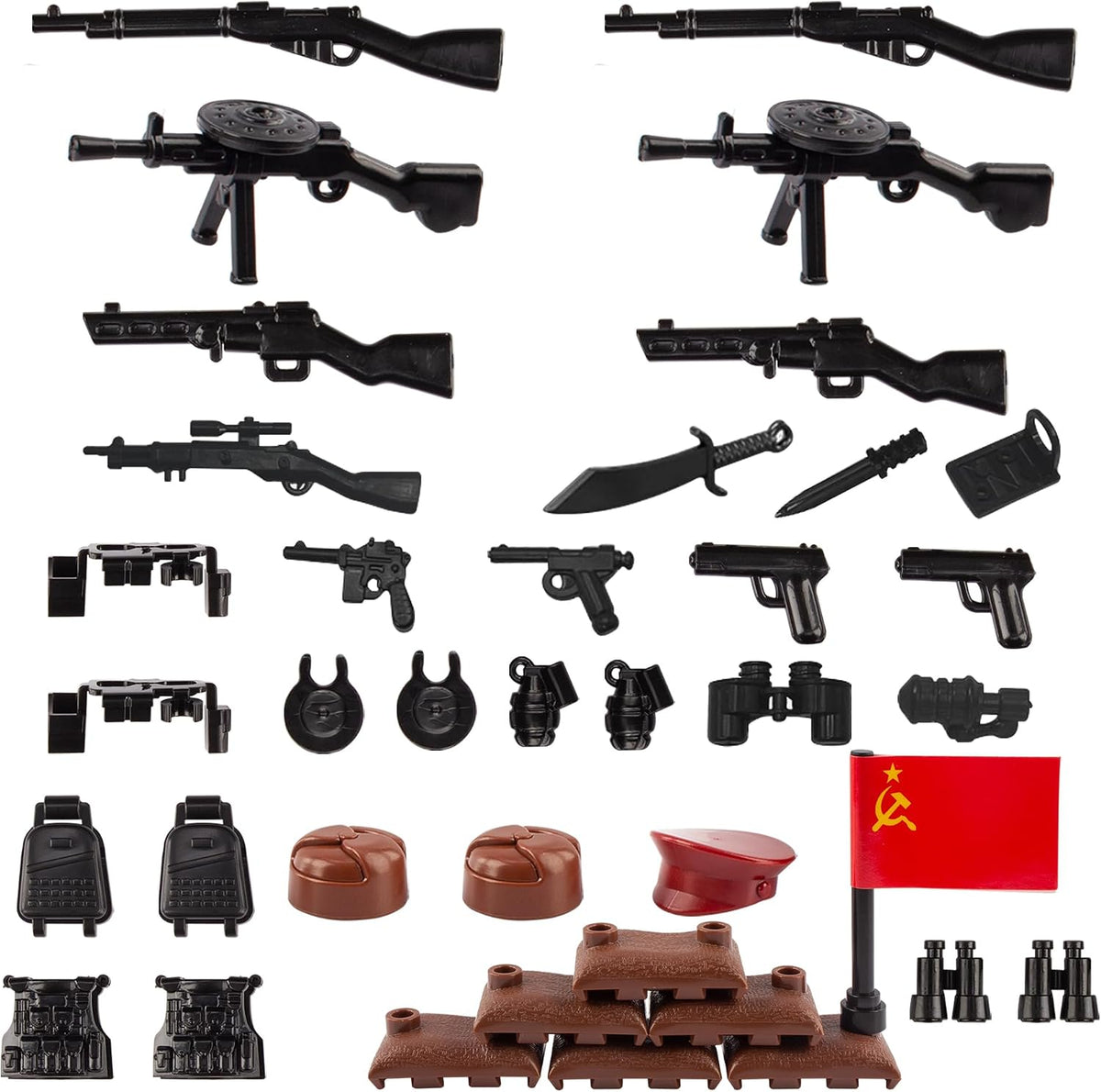 Himirich U.S. WW2 military weapons pack for mini figures in black ABS plastic
