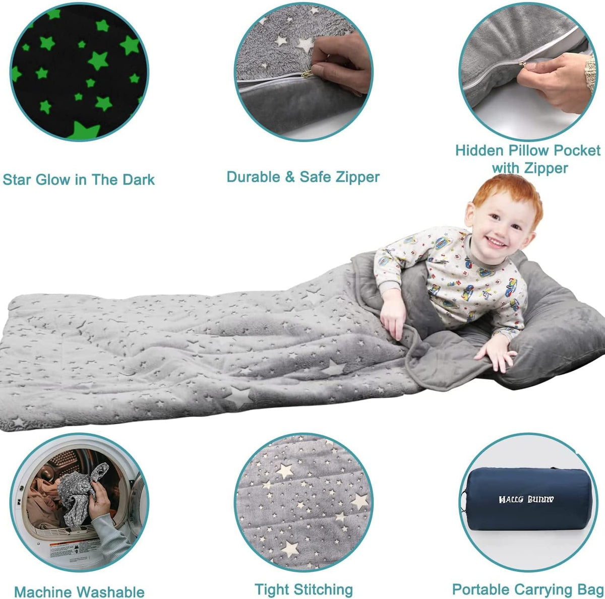Kids Sleeping Bag for Girls & Boys - grey - image 2