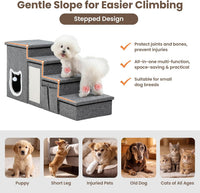 17" H Cat Stairs for Old Cats, Doggie Steps for Small Dogs - Grey / 4-Step - image 2