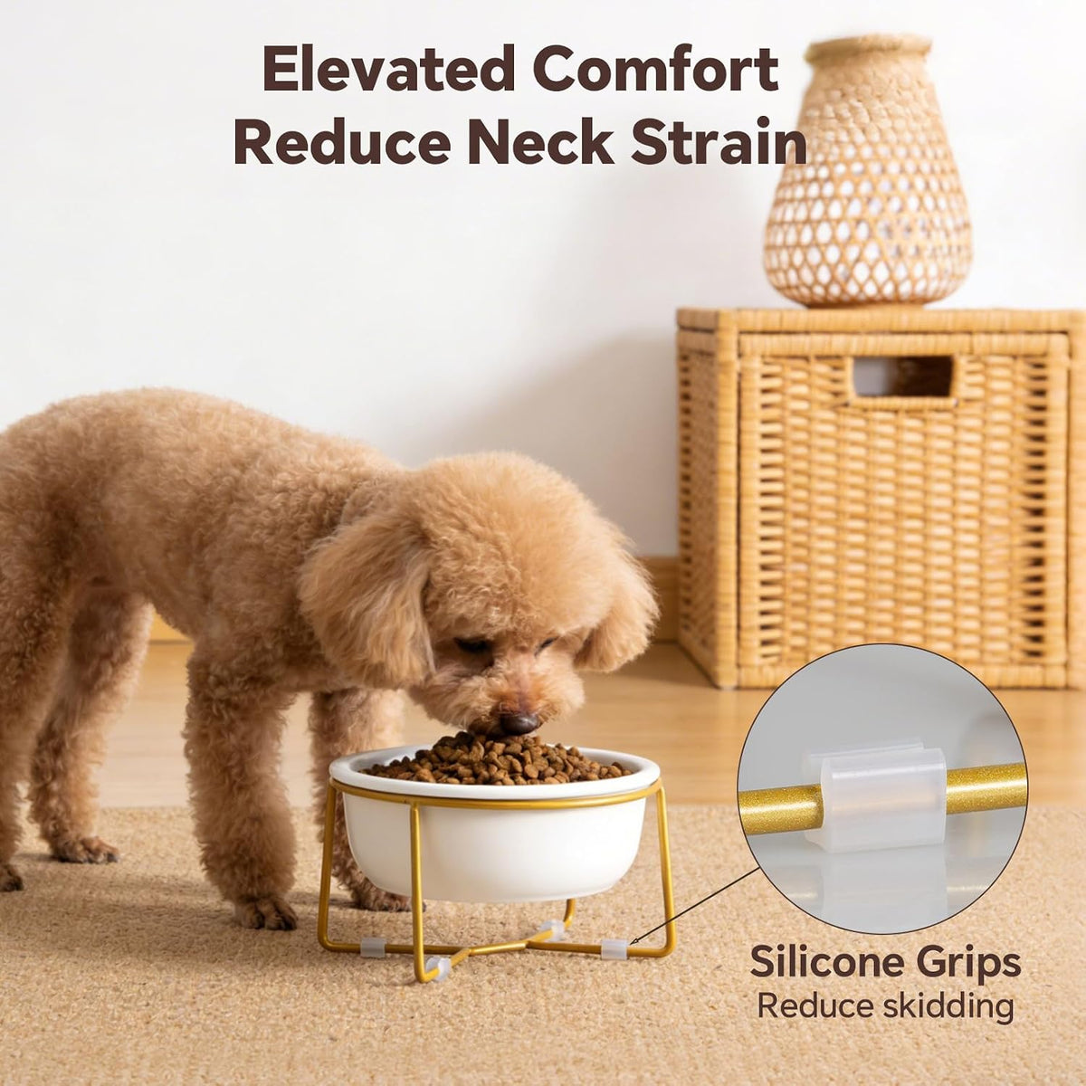 Small Glass Tilted Elevated Cat Dog Bowl Raised Cat Food Water Bowl - Small / White-Flat - image 4