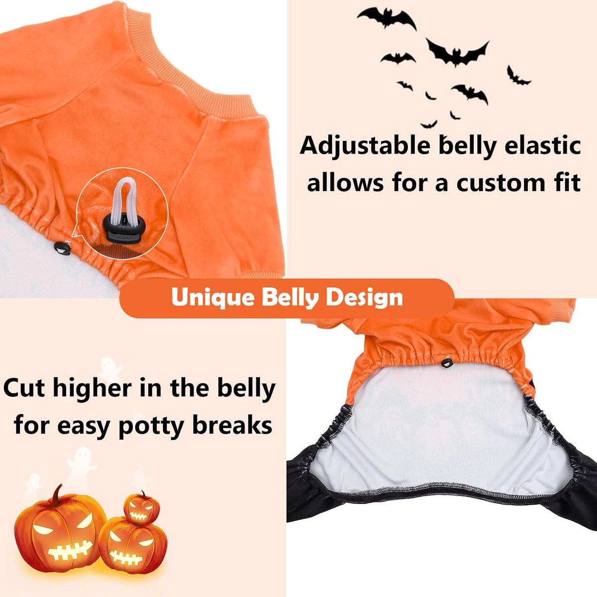 CuteBone Dog Halloween Pajamas Puppy Onesies Small Dogs Soft Pjs Coat - X-Large / Happy Halloween - image 4