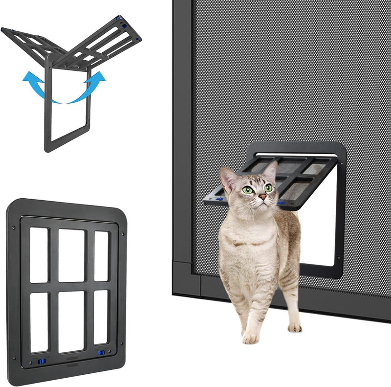 Dog Door for Screen Door, Cat Door Screen Small Dog Door Insert for Sliding Door Easy Install - 8.3" x 10.3" Black Small