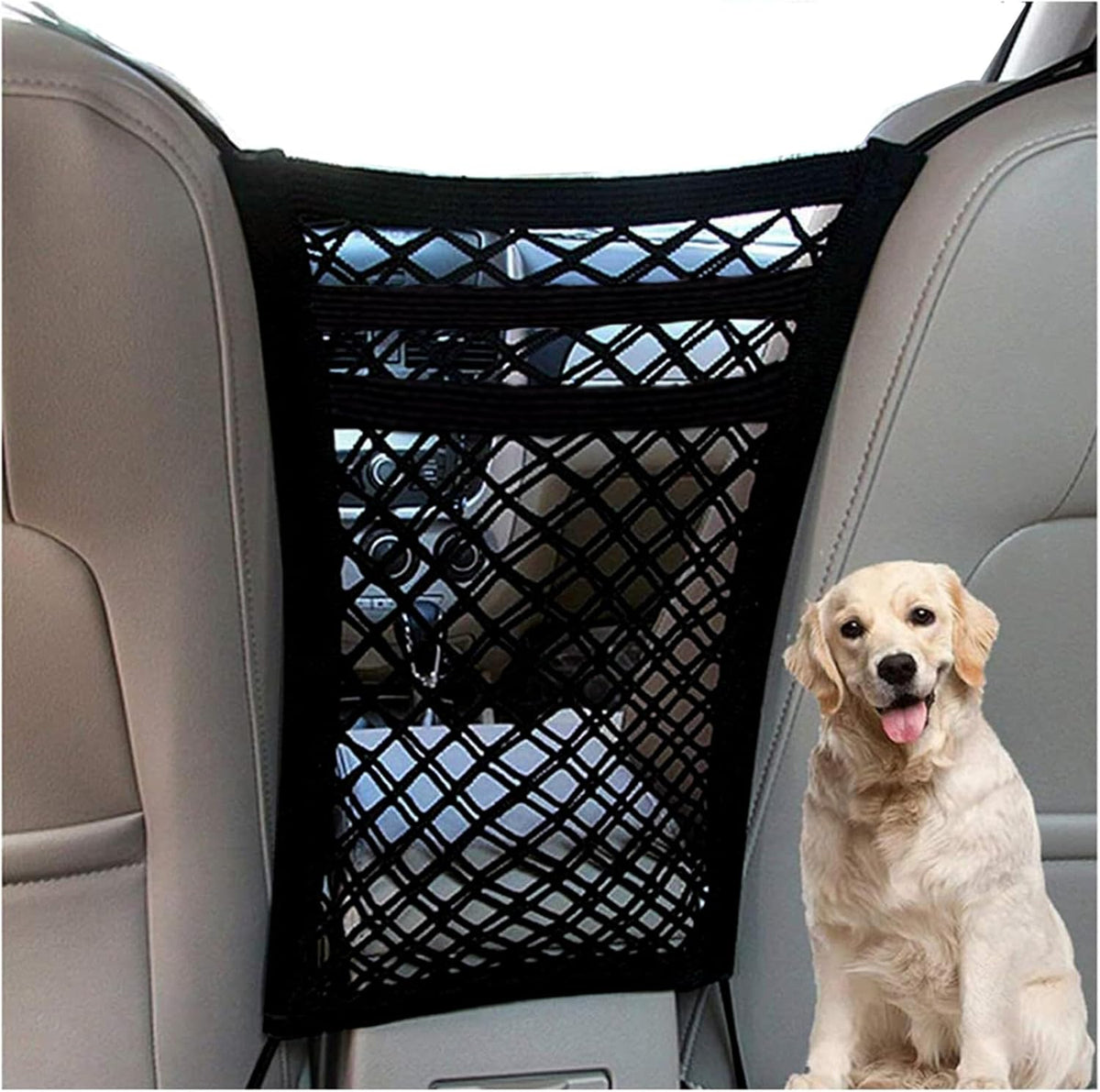 DYKESON Dog Car Net Barrier with Mesh Organizer - 11.7 in × 11.7 in
