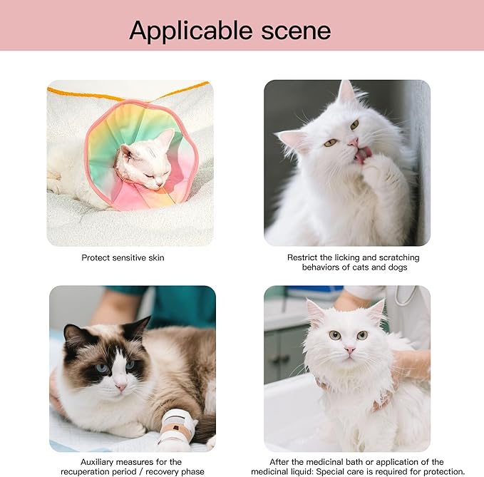 Touchdog Foldable Dog Cone Collar for Cats & Dogs - Adjustable Soft Recovery Collar with Waterproof PU Coating, Lightweight Design, 24.5cm/9.6in Wide Barrier (Pink Gradient Color, XS)