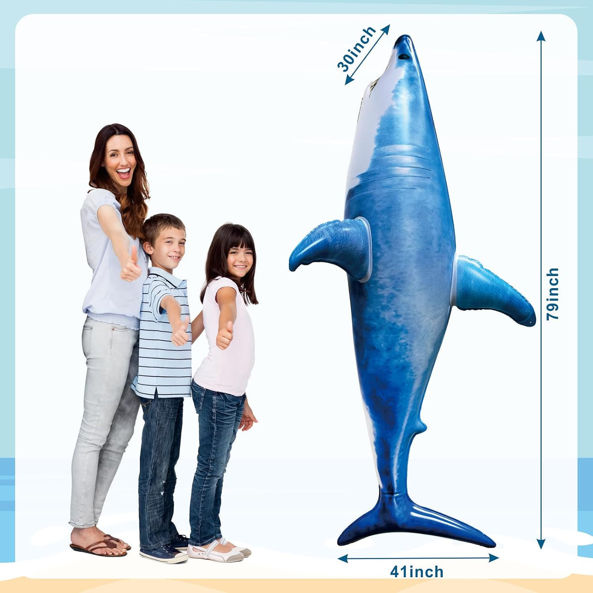 Huge Inflatable Shark Pool Toy - Blue - image 3