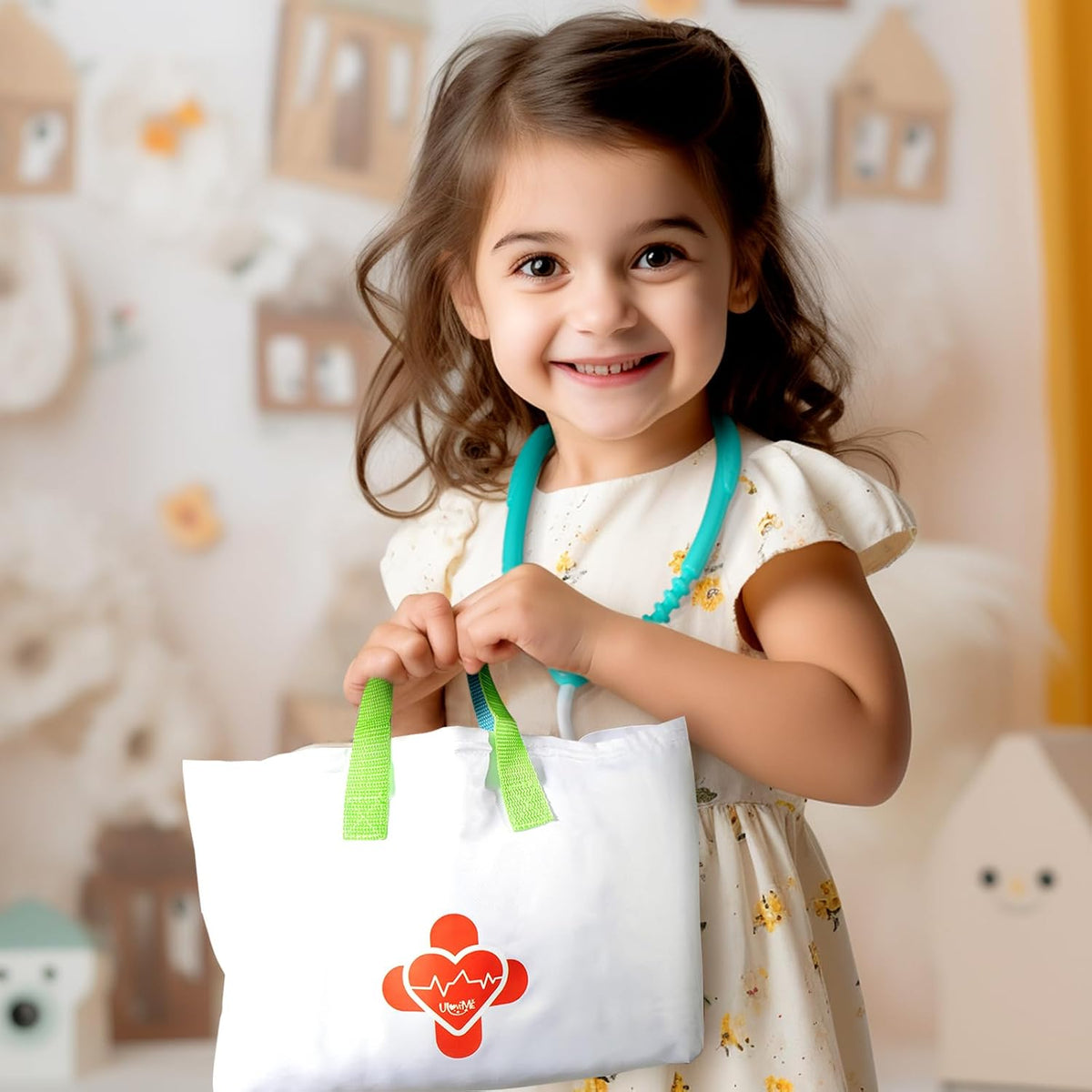 ULOVEME doctor kit for kids with light and sound tools and a fuchsia carry bag - view 4