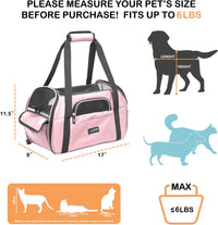 JESPET Soft-Sided Airline-Approved Dog & Cat Carrier Travel Bag – Essentials for Cats - 17.0"L x 9.0"W x 11.5"H / Pink - image 2