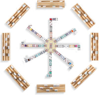 Mexican Train Dominoes Set with Numbers and 4 Wooden Trays/Racks - D15 Dot 8 Players - image 3