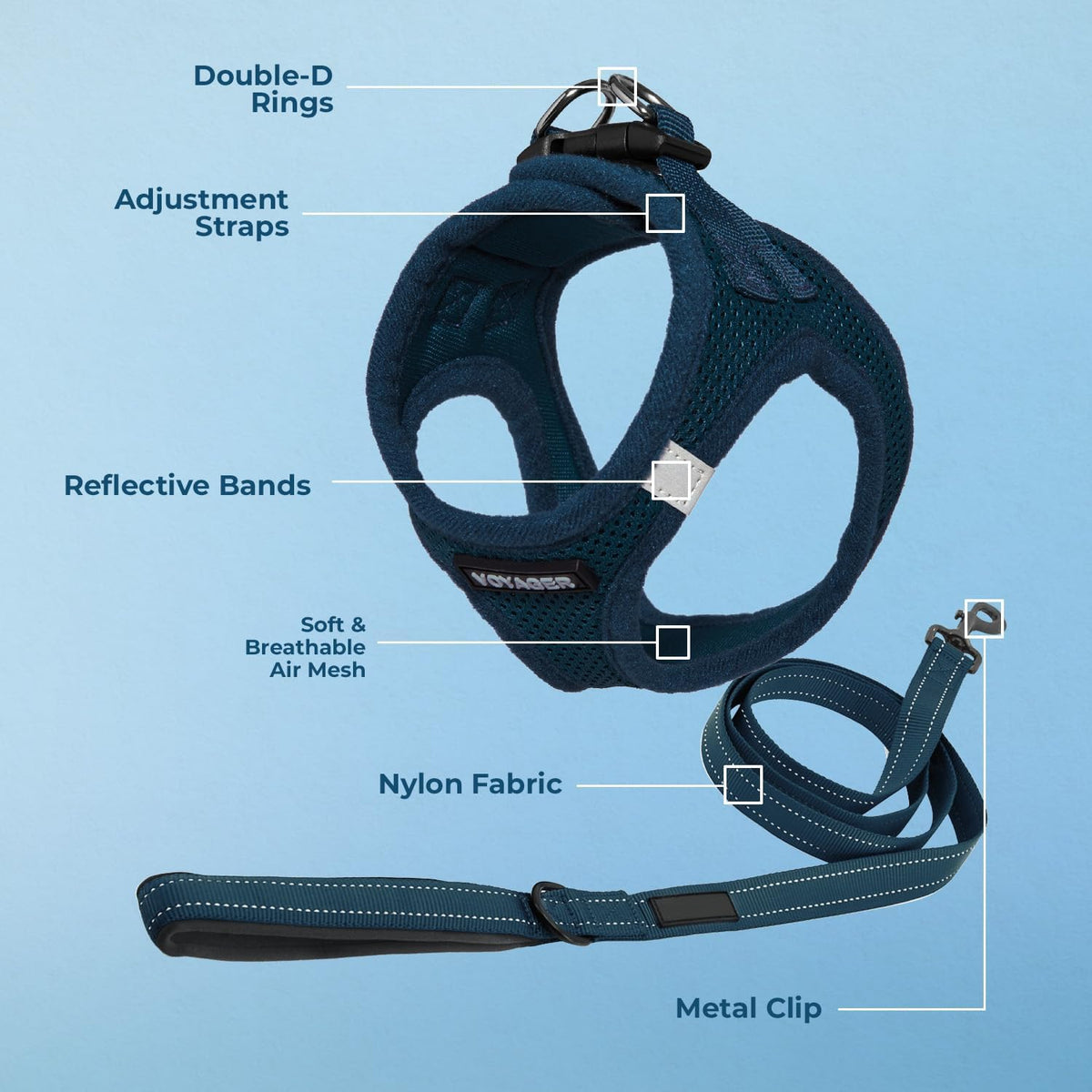 Best Pet Supplies Voyager Step-in Air All Weather Mesh Harness - Harness Leash Set (Blue) / M (Chest: 16 - 18") - image 4