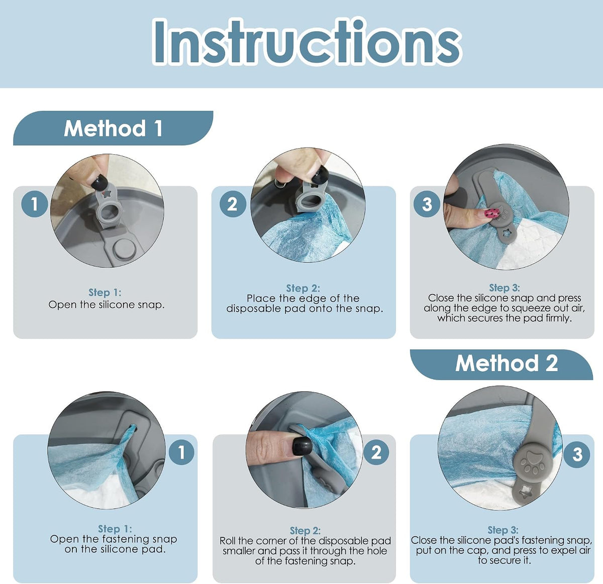 Silicone Puppy Pad Holder Tray with Clips, Fits 24" x 24" Pads – Essentials for Dogs - A-24"x24" - image 3