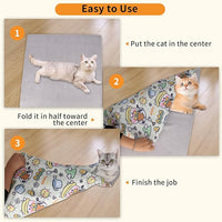 Cat Wrap for Grooming,Cat Wrap for Cutting Nails,Self-Adherent Soft Cat Blanket，Restrain the Cat to Keep Calm,Anti-Bite, Anti-Scratch, Wrap anti-Escape Grooming Bags for Cats ( within 16lbs)