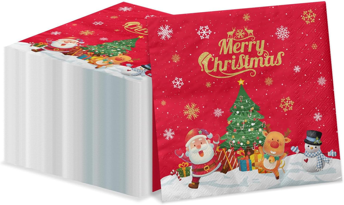 100Pcs Butterfly Napkins, Fairy Napkin - Red Christmas