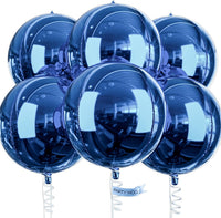 PartyWoo Metallic Silver Foil Balloons 20pcs Large Round Giant 4D - Blue-navy Blue / 6 PCS-22 INCH