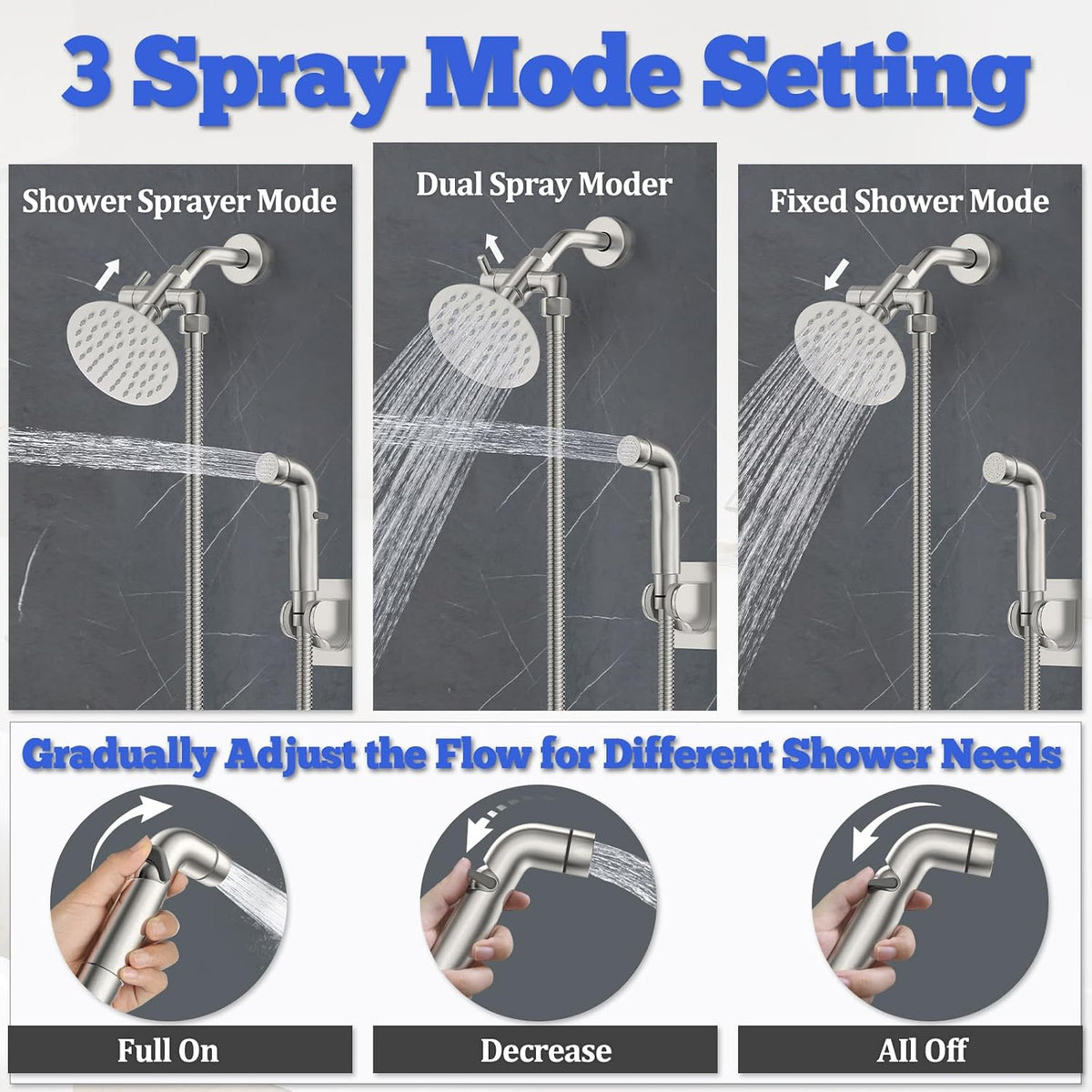 Dog Shower Attachment Metal - Gray / 1/2" Indoor Shower Diverter - image 2